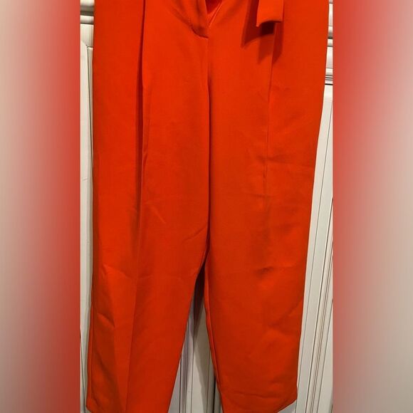 Topshop Ankle Cropped Pants Pleated Pockets Tapered Orange Size 2 - Picture 2 of 13